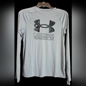 NWT! Under Armour Boys Light Gray Long Sleeve Tee